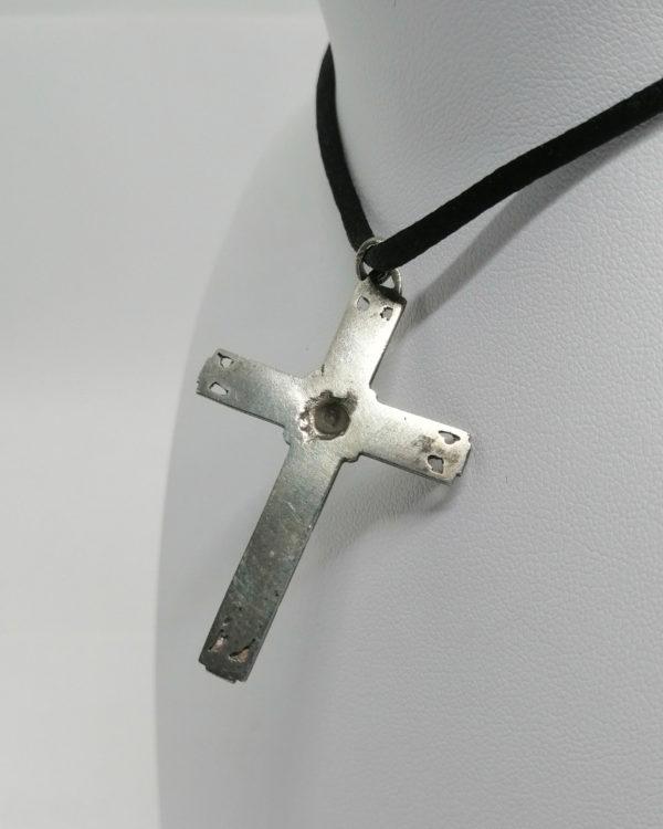 Pendentif argent , croix avec motifs de fleurs et ajourée, vers 1900. – Image 3