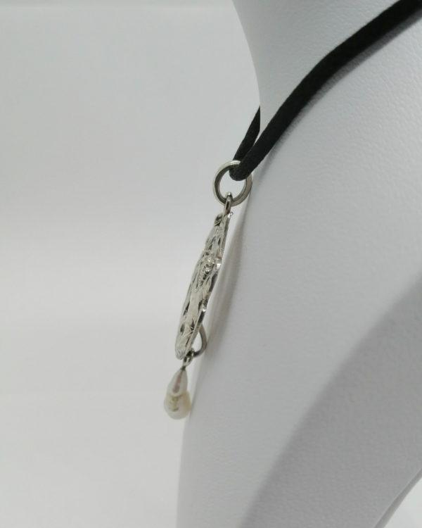 Pendentif argent, ajouré, décor femme et joncs, Art Nouveau ,1900. – Image 3