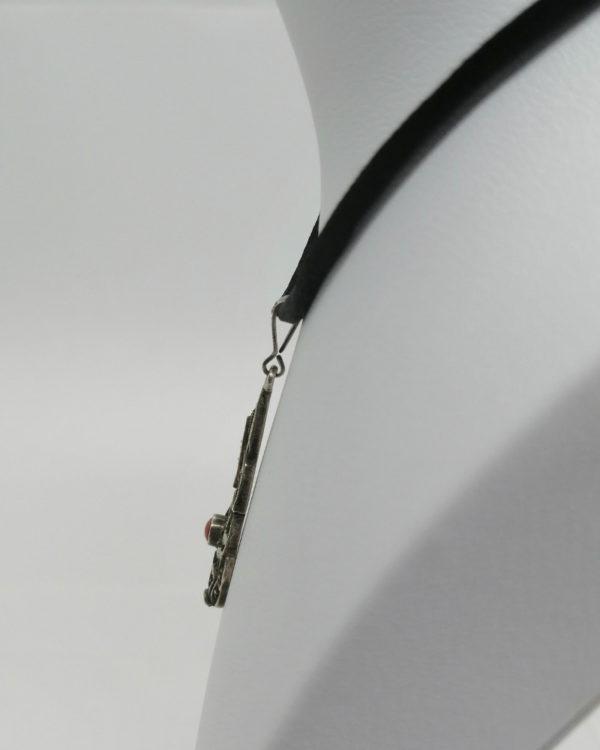 Pendentif argent, pavage marcasites et petit cabochon de corail, 1920. – Image 3