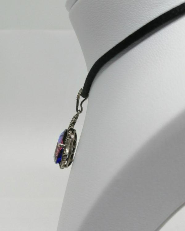 Pendentif argent, avec pierre multicolore et marcasites. – Image 2