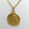 Pendentif en plaqué or, jeune femme à la lyre, signé Becker, Art Nouveau vers 1900. – Image 2