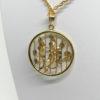 Pendentif en plaqué or jaune, ajouré et motif de gui, perles fines, Art Nouveau. – Image 4