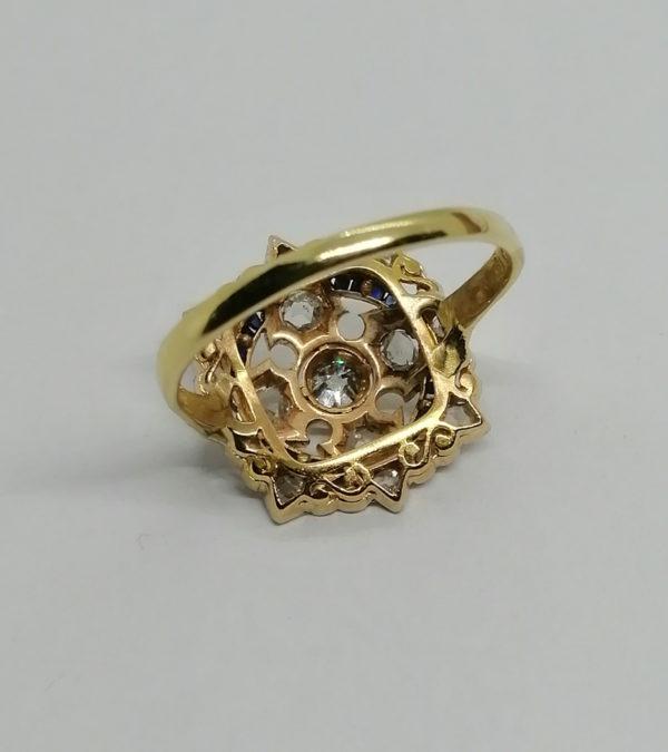 Bague en or jaune et platine, avec diamants et saphirs calibrés, 1925, Art Déco. – Image 4