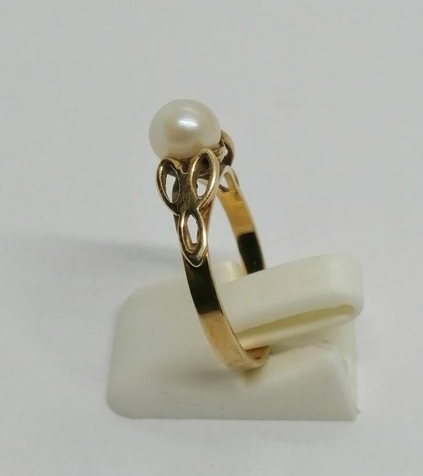 Bague en or jaune avec perle de culture. – Image 2
