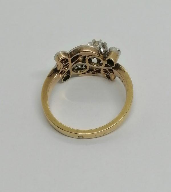 Bague or jaune, avec sertie griffes de diamants de taille ancienne, 1880-1919, Art Nouveau. – Image 3