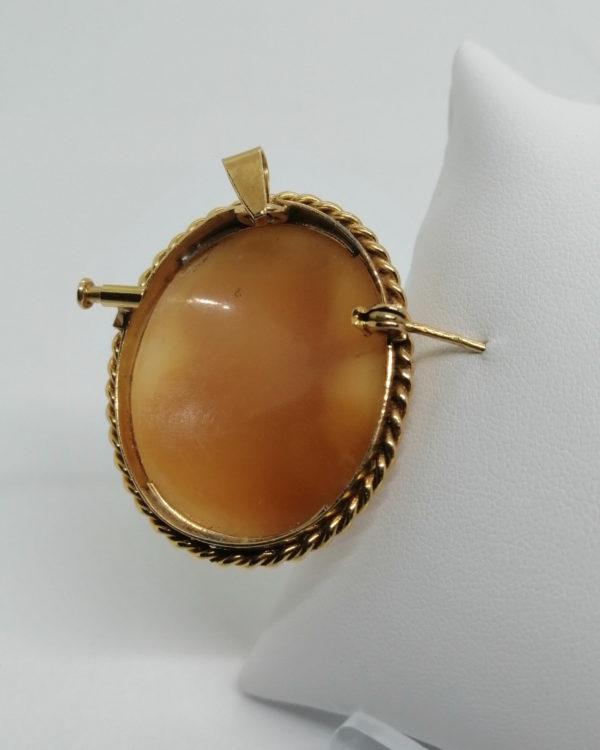 Broche/pendentif or rosé, camée coquillage portrait d'homme, vers 1900-20. – Image 4