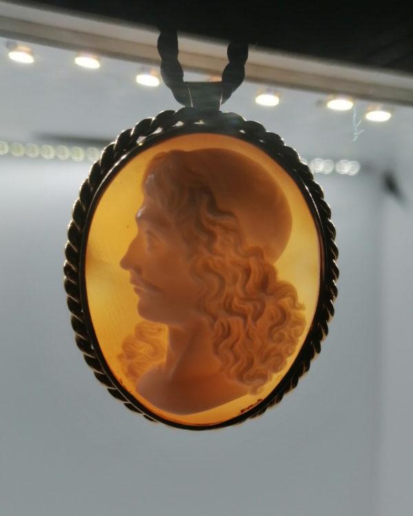 Broche/pendentif or rosé, camée coquillage portrait d'homme, vers 1900-20. – Image 5