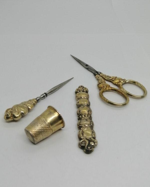 Ecrin bois, avec nécessaire à couture en argent/vermeil, Napoléon III. – Image 4
