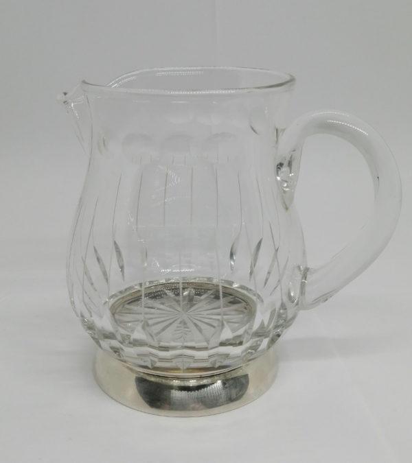 Petit pichet en cristal et socle argent, vers 1900-30.