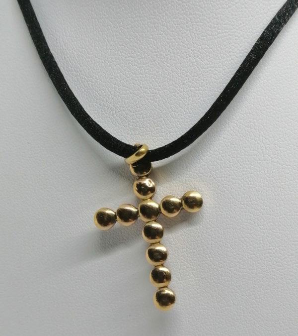 Pendentif/croix or jaune, sertie de grenats sur paillons, vers 1900. – Image 5
