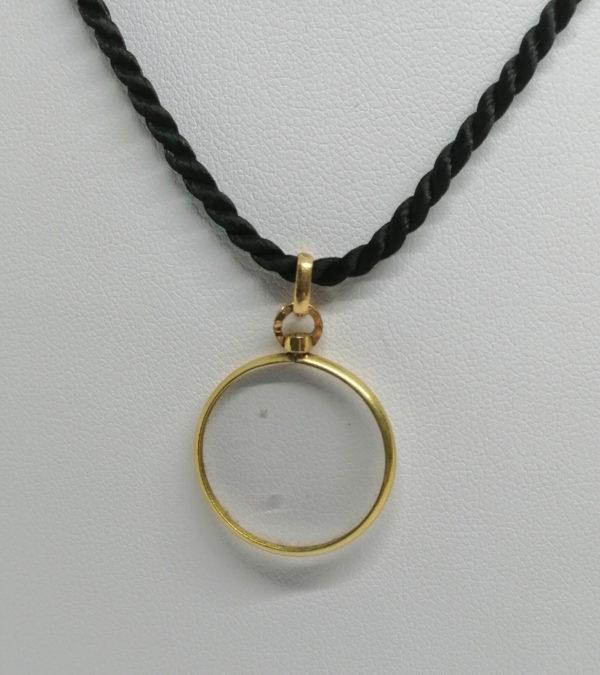 Pendentif or jaune, porte-photo biface avec verre de protection, vers 1920-30. – Image 2