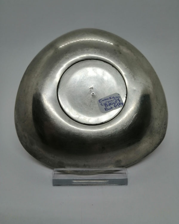 Coupelle vide-poche, en argent massif et émail sur cuivre floral. – Image 4