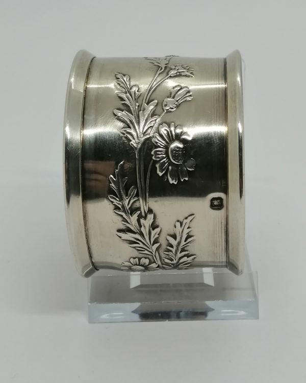 Rond de serviette, argent massif, motif floral Art Nouveau vers 1900. – Image 2