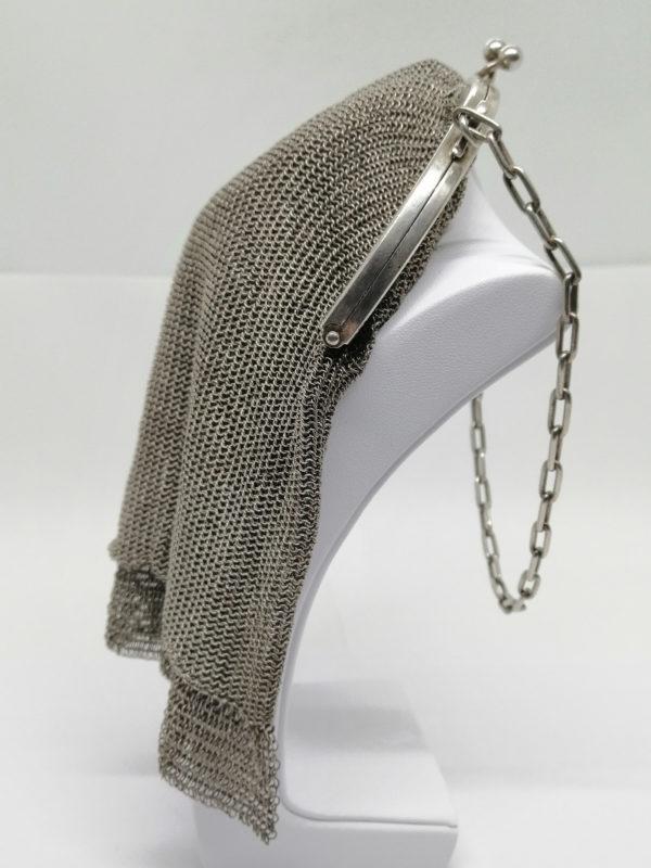 Sac de soirée en cotte de maille, argent massif, Art Déco vers 1925-30. – Image 3