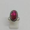 Bague argent, ovale avec rubis de synthèse, pavage de marcasites, 1925.