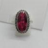 Bague argent, ovale avec rubis de synthèse, pavage de marcasites, 1925. – Image 2