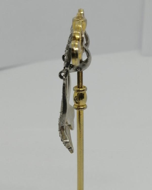 Boucles d'oreilles argent, clip pendantes pavage marcasites, 1925. – Image 3
