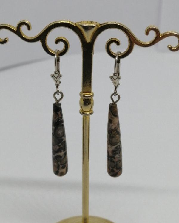 Boucles d'oreilles argent, pendantes et pampilles en pierre naturelle, vers 1925-30. – Image 2