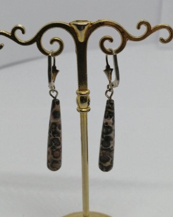Boucles d'oreilles argent, pendantes et pampilles en pierre naturelle, vers 1925-30. – Image 4