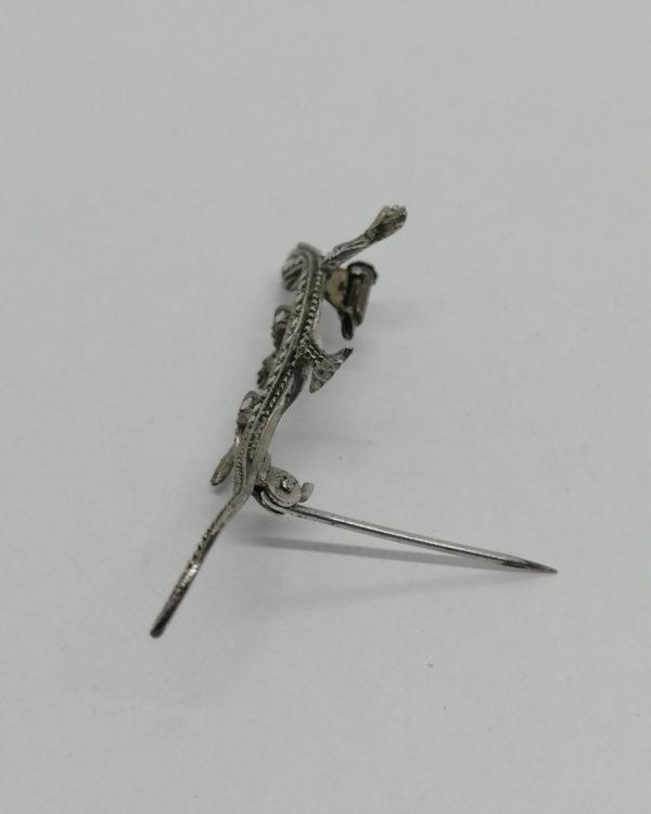 Broche argent, salamandre, pavage marcasites, petit modèle, vers 1920. – Image 3