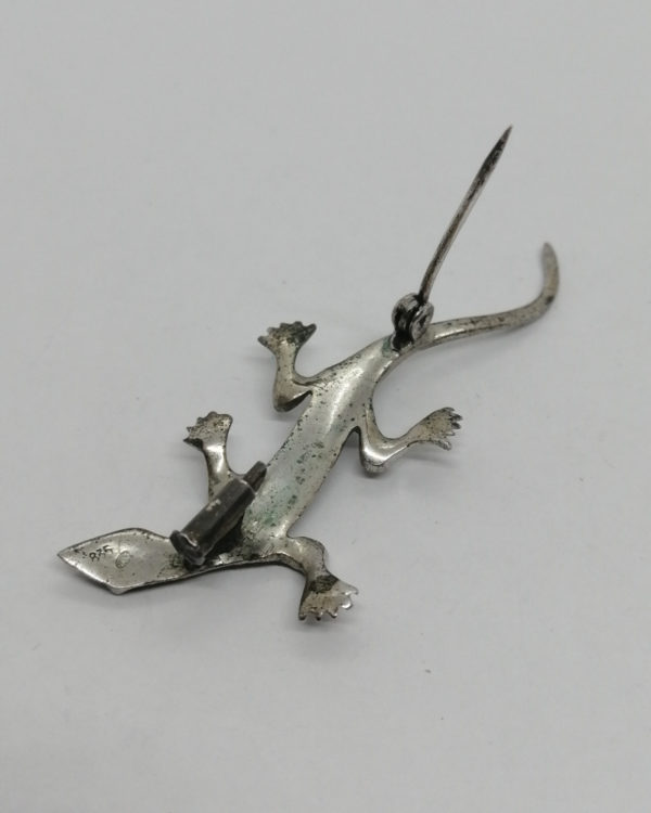 Broche argent, salamandre, pavage marcasites, petit modèle, vers 1920. – Image 4