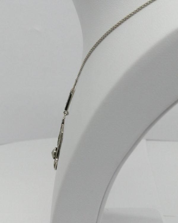 Collier argent, pavage de marcasites sur forme typique de l'Art Déco, vers 1930. – Image 3