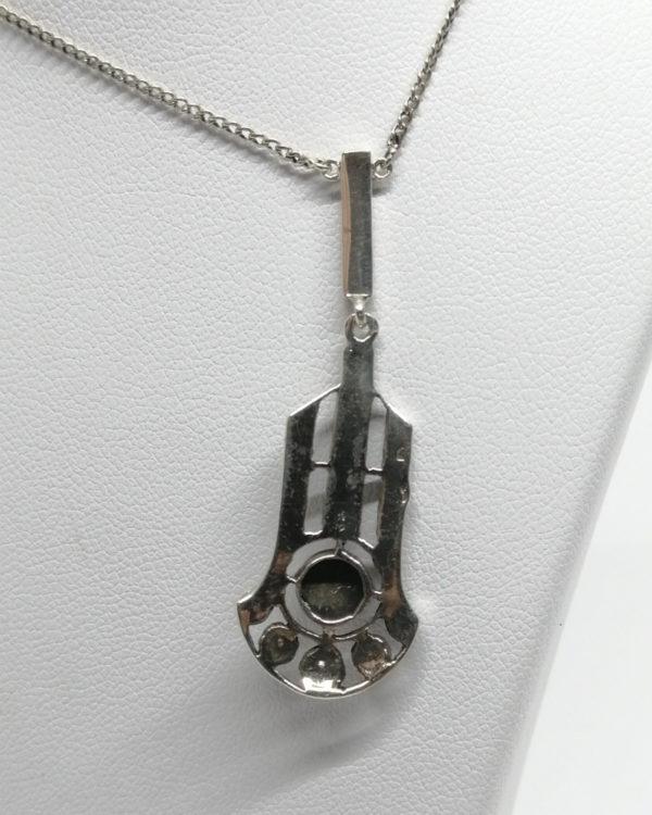 Collier argent, pavage de marcasites sur forme typique de l'Art Déco, vers 1930. – Image 4