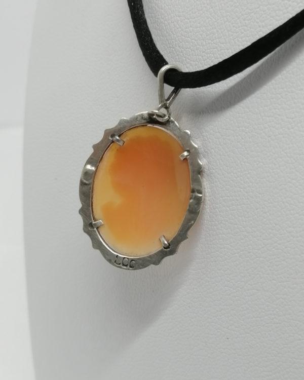 Pendentif argent marcasites, camée coquillage , portrait femme, 1930-40. – Image 3