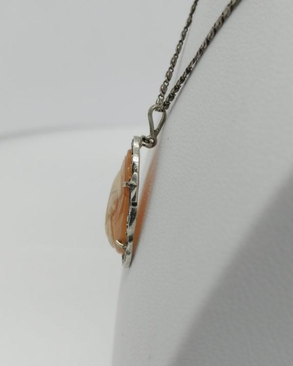 Pendentif argent marcasites, camée avec portrait de la vierge. – Image 2
