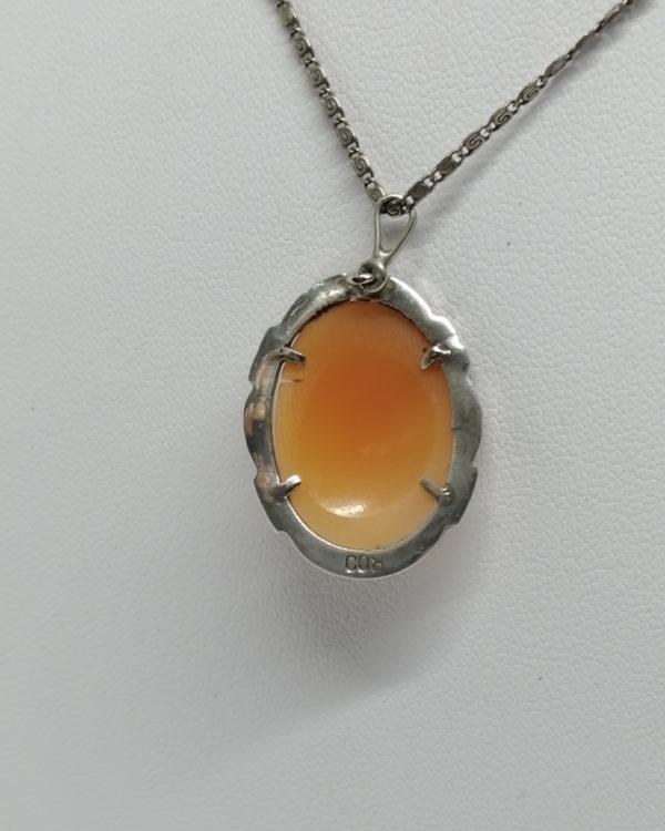 Pendentif argent marcasites, camée avec portrait de la vierge. – Image 3