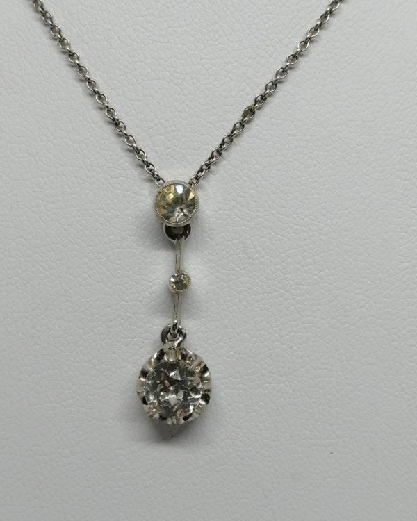 Pendentif argent, avec strass et saphir blanc, vers 1900. – Image 2