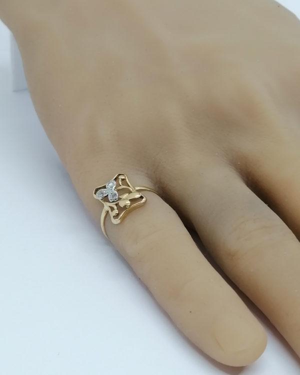 Bague en or, de forme ondulante avec roses de diamant, vers 1900, Art Nouveau. – Image 5