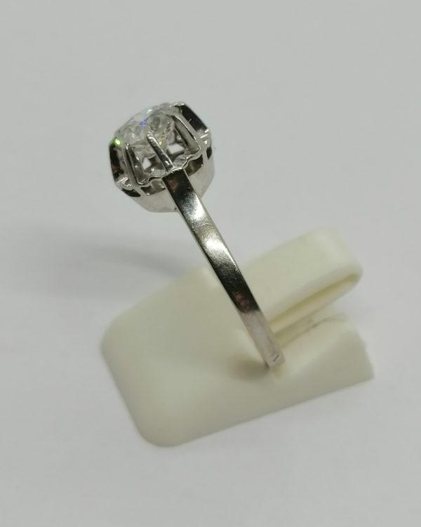 Bague or gris, sertie platine, solitaire diamant taille ancienne, 1920-30. – Image 2