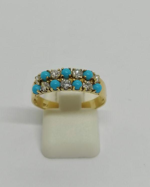 Bague or, façon damier, pâte de verre et diamants, 1920.