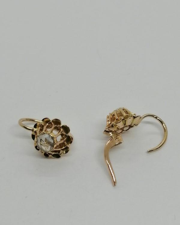 Boucles d'oreilles or rosé, grosses roses de diamants, vers 1880-1900. – Image 3