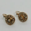 Boucles d'oreilles en or, pavage demi-perles fines et rose de diamant, vers 1900.