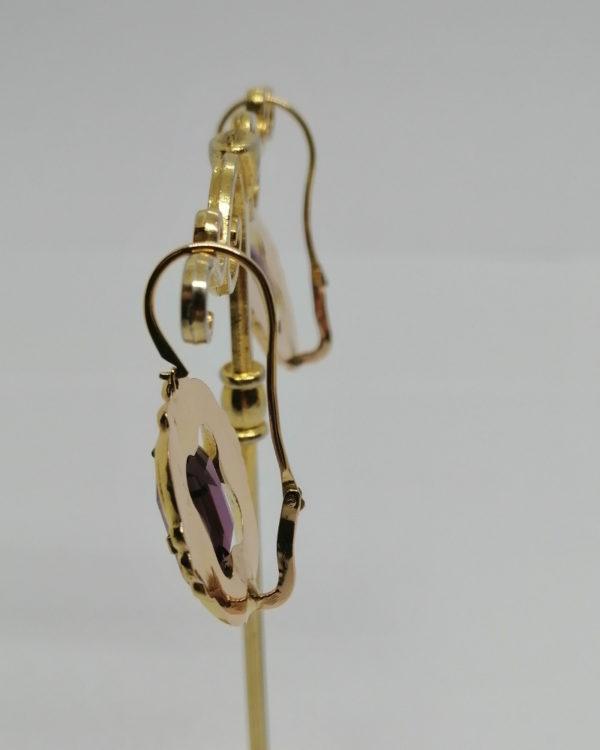 Boucles d'oreilles en or, grosse dormeuse et pâte de verre facettée, Napoléon III. – Image 4