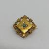 Broche en or jaune et rosé, demi-perles fines et turquoise, vers 1880.