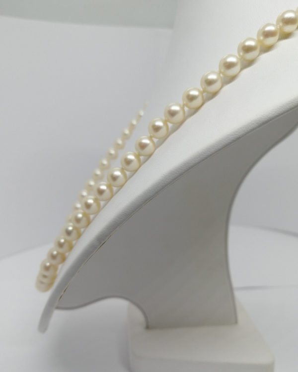 Collier fermoir or gris et diamants, chute de 63 perles de culture, Art Déco. – Image 3