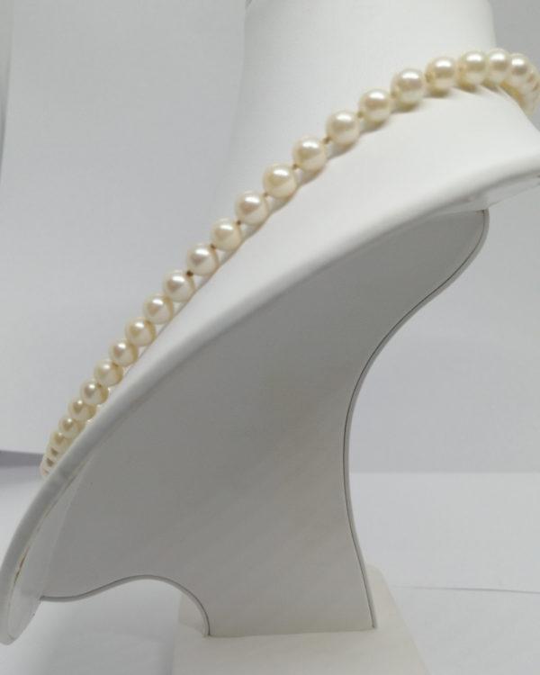 Collier fermoir or, choker de 64 perles de culture. – Image 3