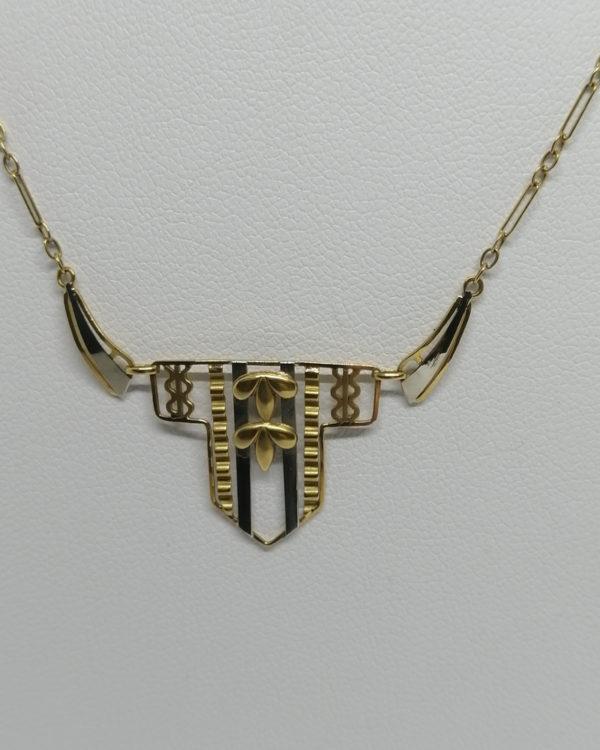 Collier en or bicolore, structuré avec palmette, pré-Art Déco, vers 1920-25. – Image 2