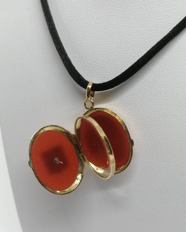Pendentif or rosé, double face en agate naturelle, et cartouche chiffré, vers 1900. – Image 4
