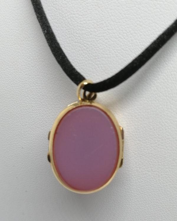 Pendentif or rosé, double face en agate naturelle, et cartouche chiffré, vers 1900. – Image 6