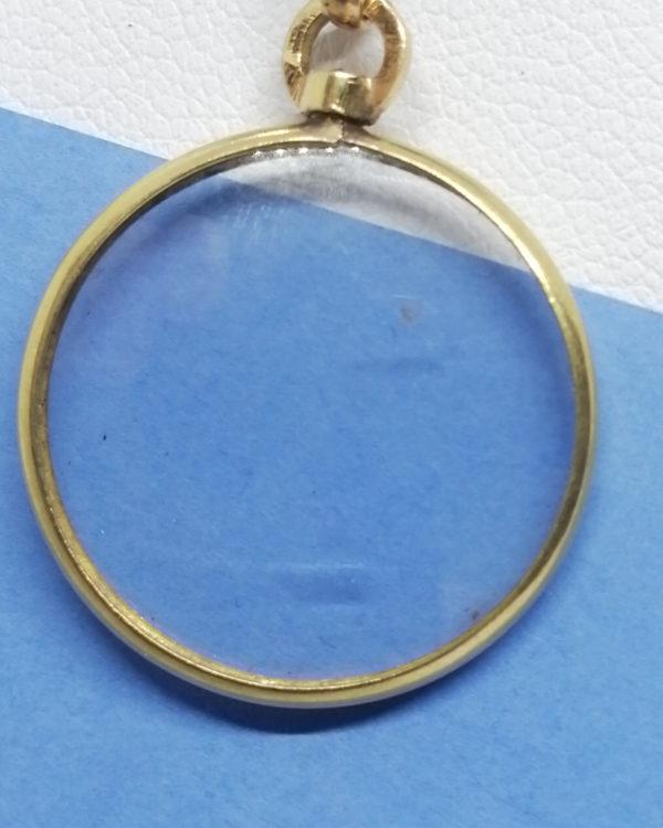 Pendentif or jaune, porte-photo vitré, vers 1900-20. – Image 4