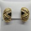 Boucles d'oreilles clip laiton, pierre blanche et noir facetté.