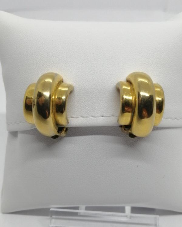 Boucles d'oreilles clip en laiton, modèle très typé 1940.