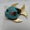 Broche poisson en céramique, et monture en laiton, originale, 1940-50. – Image 2