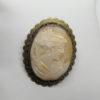 Broche-pendentif en laiton, cuivre et camée coquillage, 1940-60.
