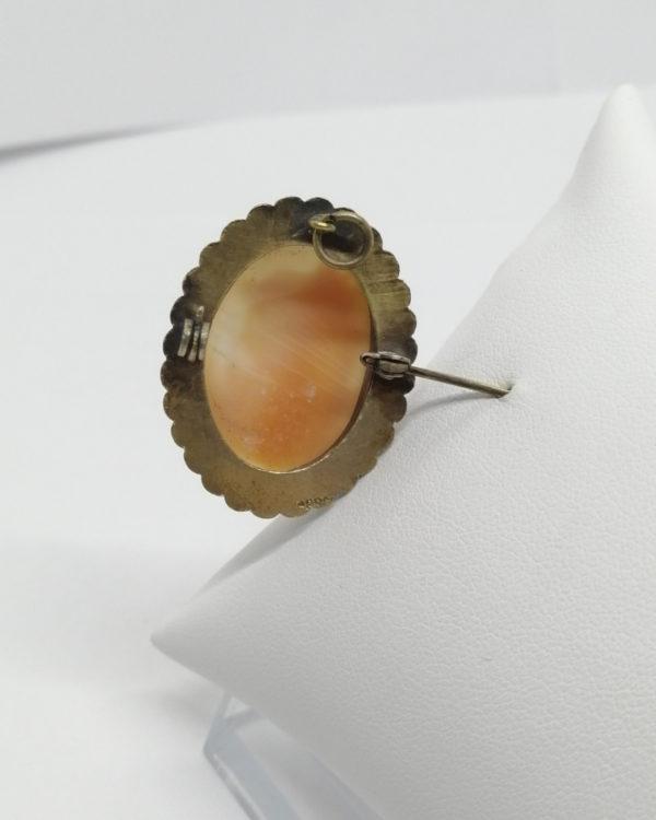 Broche-pendentif en laiton, cuivre et camée coquillage, 1940-60. – Image 3