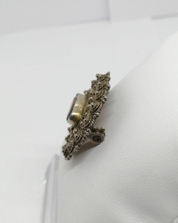 Broche en argent-vermeil, avec pierre couleur ambre, Israel, vers 1950-60. – Image 2